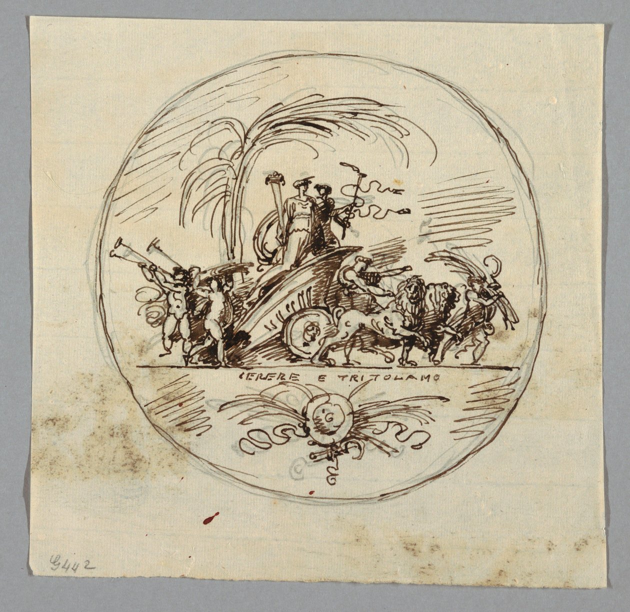 Tegning, Ceres og Triptolemus, 1800-1820 af Unknown artistUnknown artist