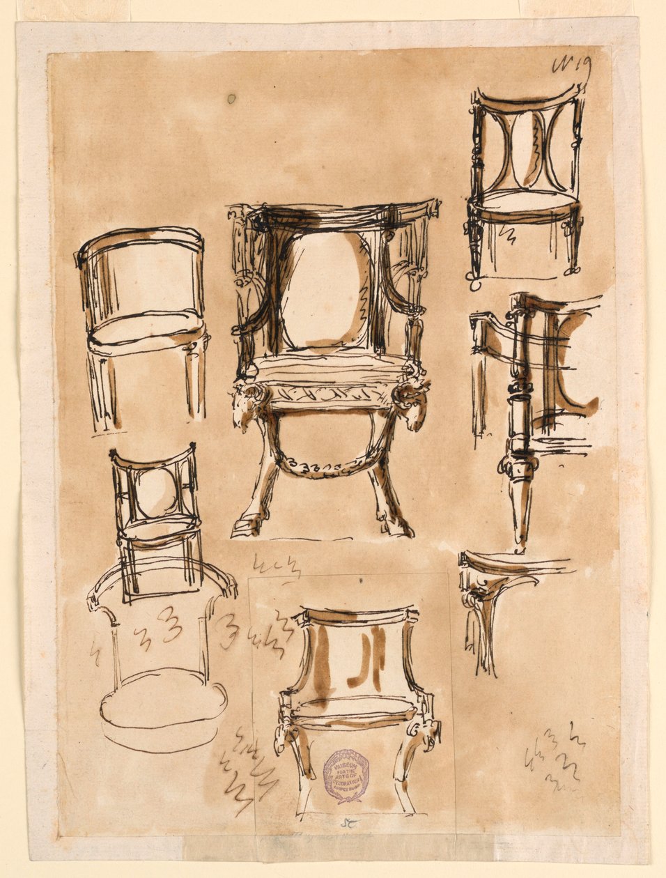 Tegning, Stole, 1780-1790 af Unknown artistUnknown artist