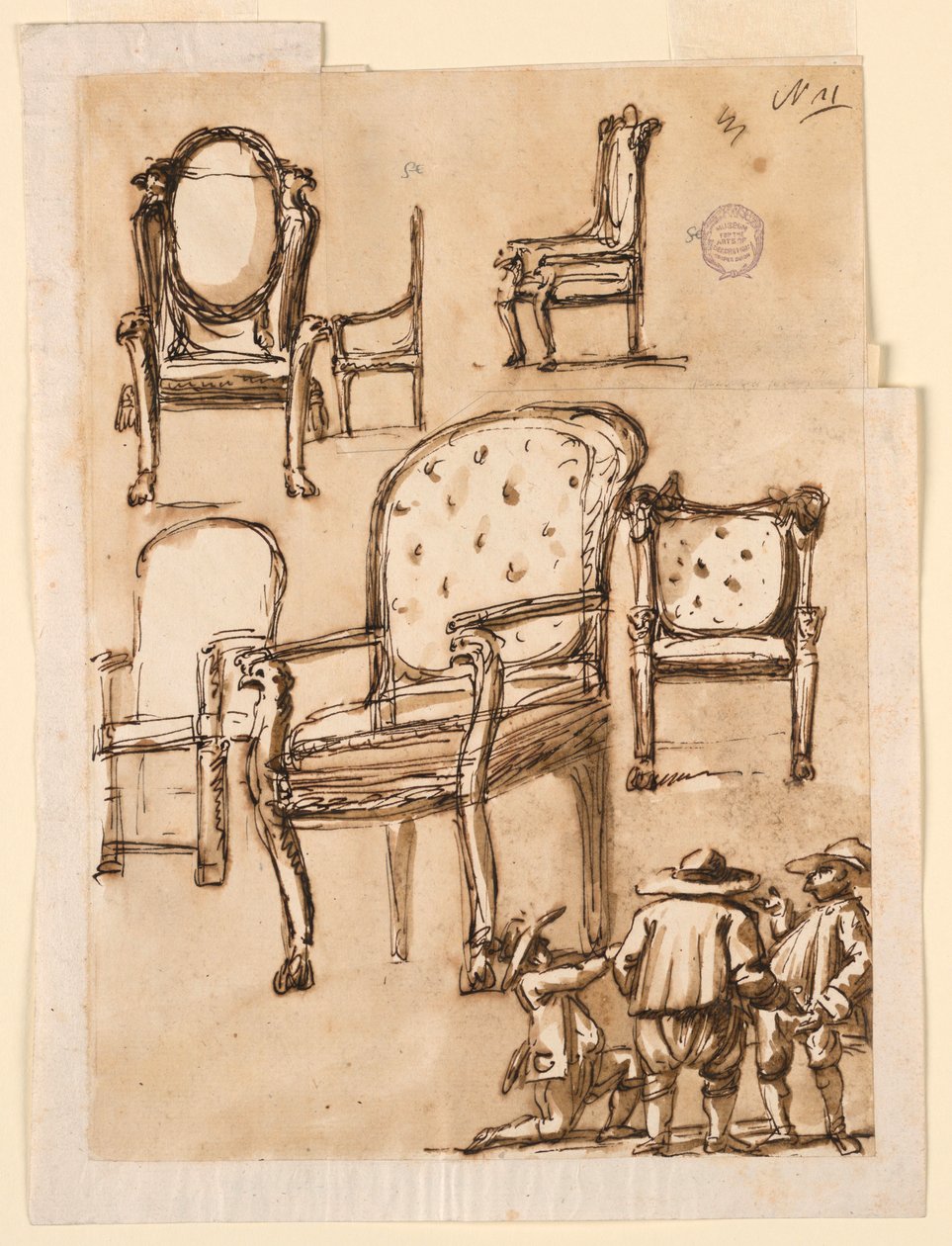 Tegning, Stole, 1780-1790 af Unknown artistUnknown artist