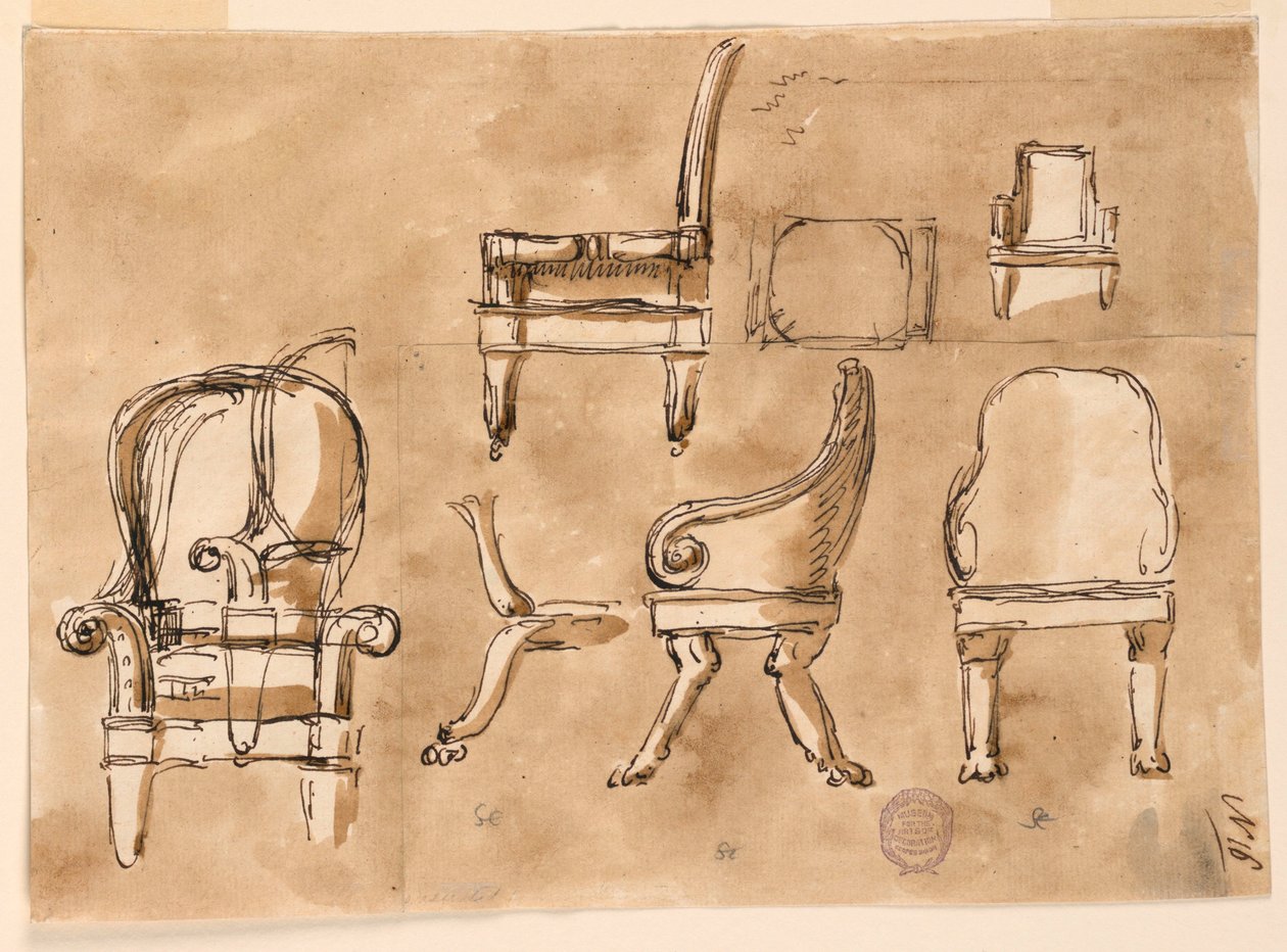 Tegning, Stole, 1780-90 af Unknown artistUnknown artist