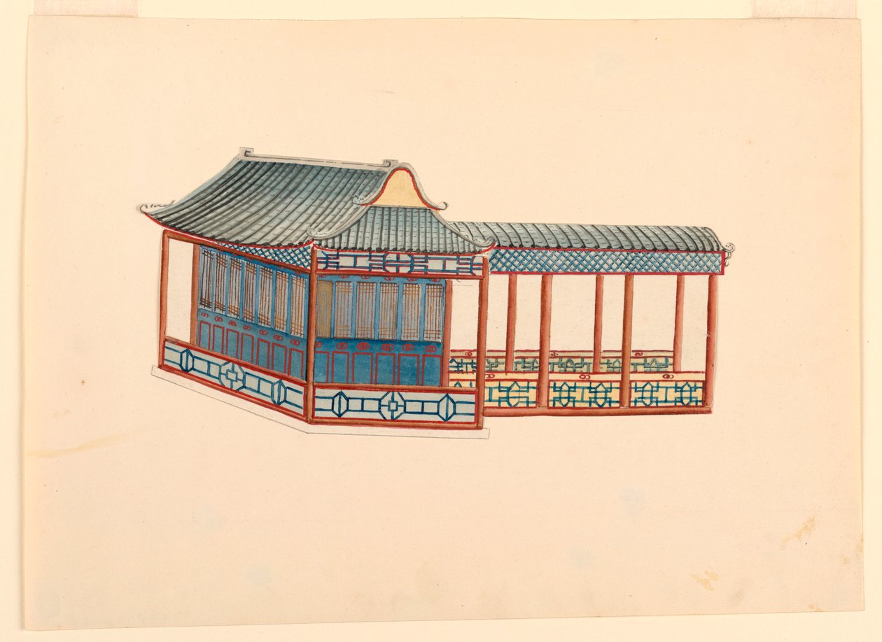 Tegning, Chinoiserie-pavillon, 1815-22 af Unknown artistUnknown artist