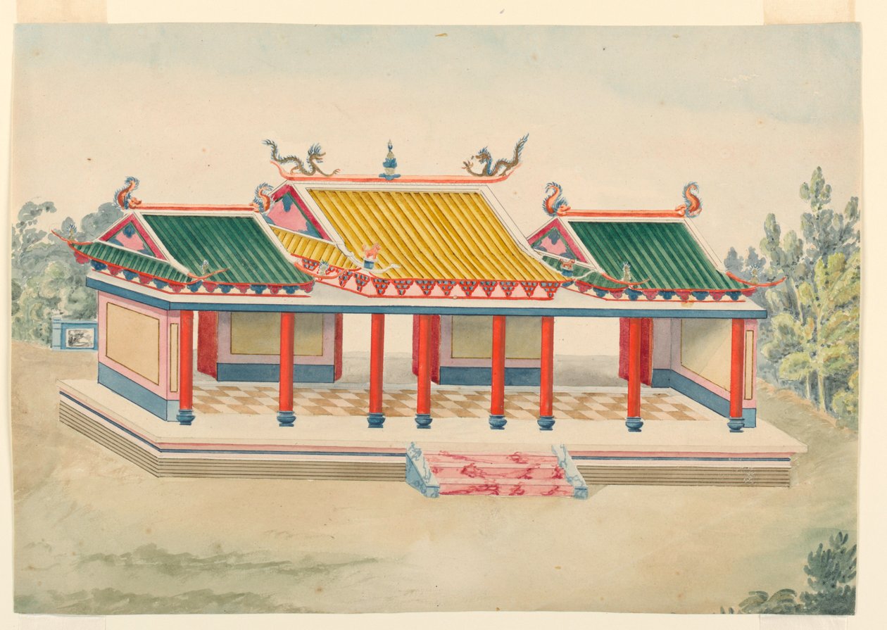 Tegning, Chinoiserie-pavillon, 1815-22 af Unknown artistUnknown artist
