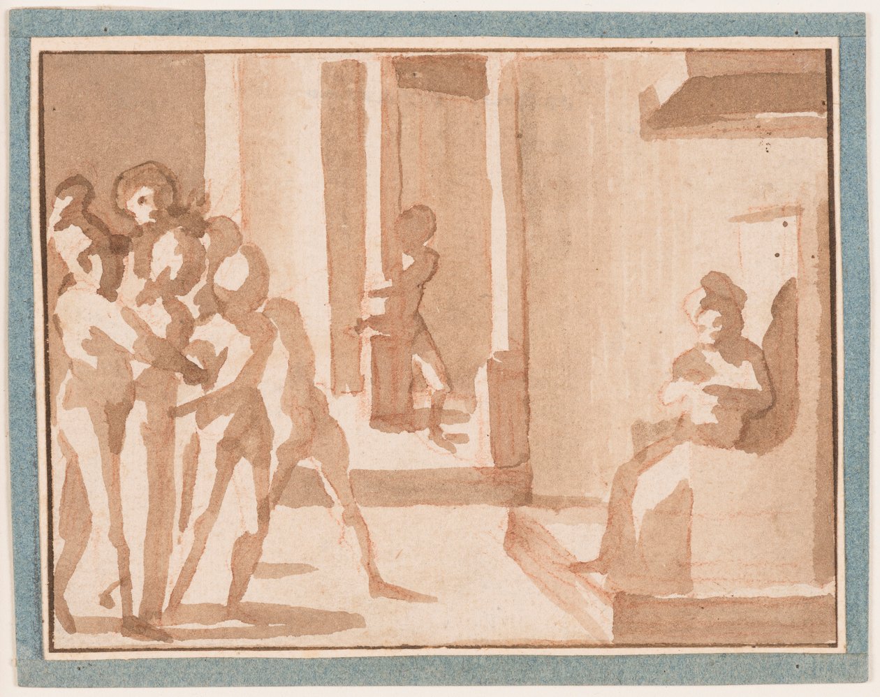 Tegning, Kristus foran Kajfas, 1550-1600 af Unknown artistUnknown artist