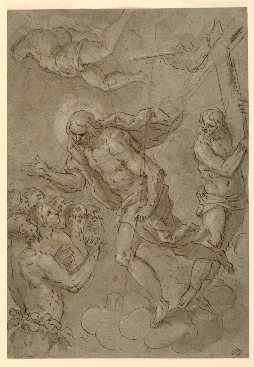 Tegning, Kristus i Limbo, 1625-1628 af Unknown artistUnknown artist