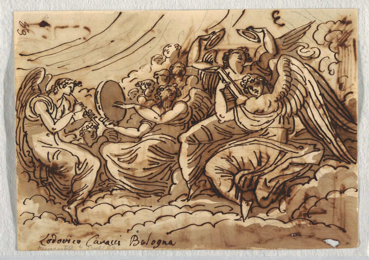 Tegning, Koncert med engle, 1813-18 af Unknown artistUnknown artist