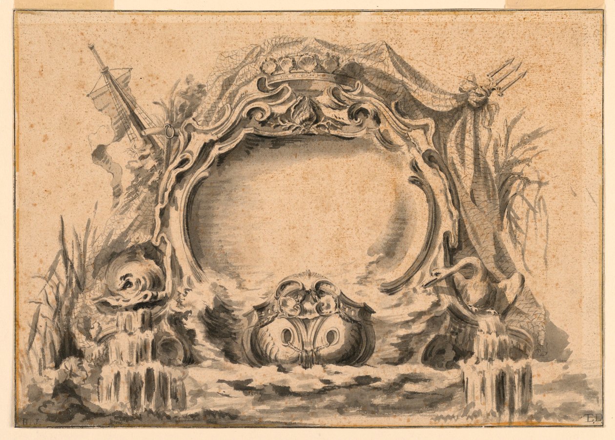 Tegning, kopi af et våbenskjold i en af fetes-publikationerne, ca. 1740 af Unknown artistUnknown artist