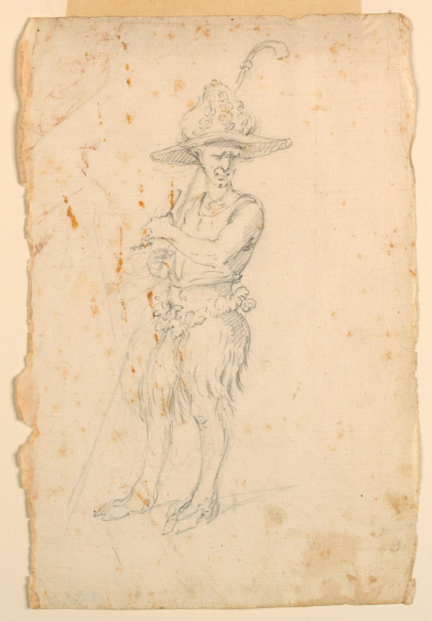 Tegning, kostumedesign: En satyr til en ballet, ca. 1720 af Unknown artistUnknown artist