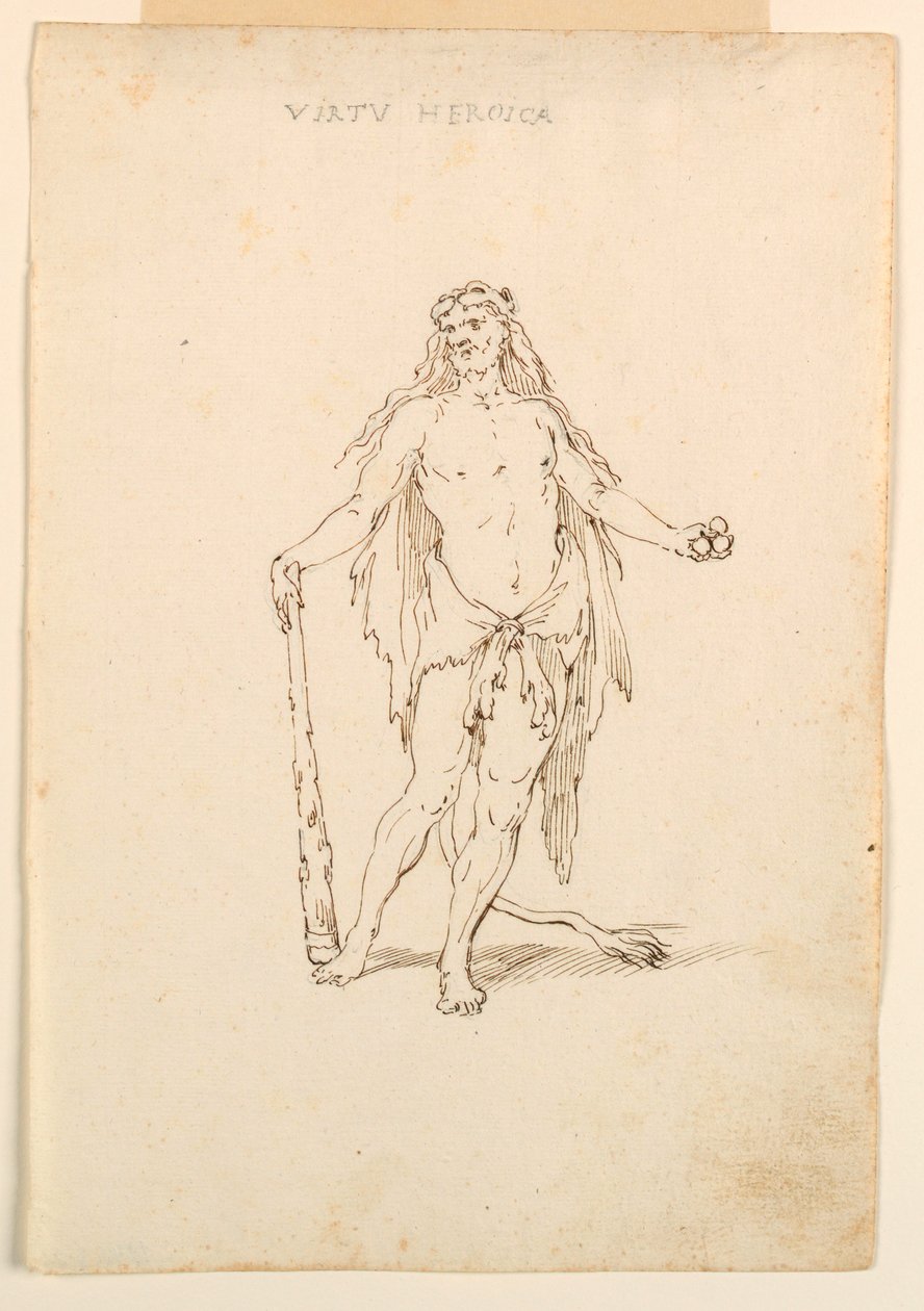 Tegning, kostumedesign: Heroisk kraft til en ballet, ca. 1720 af Unknown artistUnknown artist