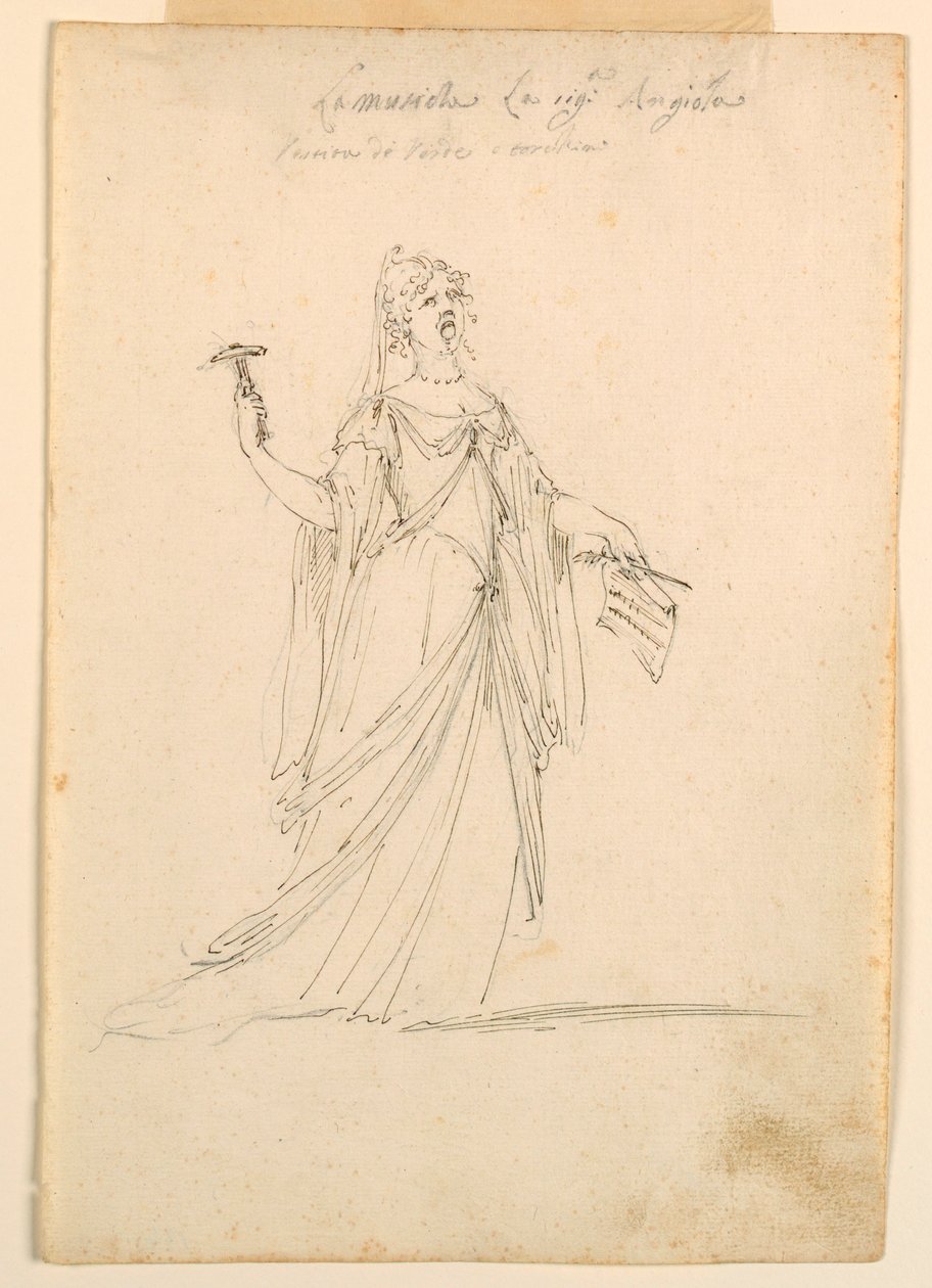 Tegning, kostumedesign: Musik til en ballet, ca. 1720 af Unknown artistUnknown artist