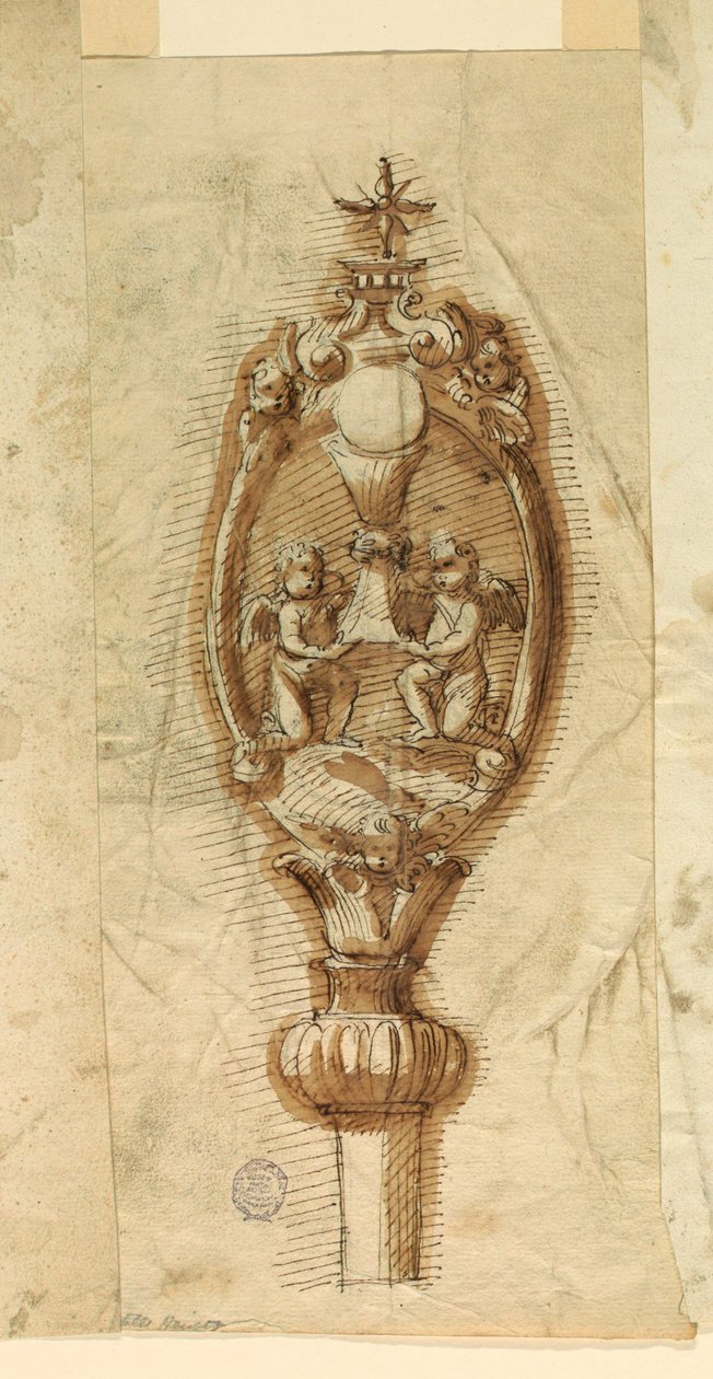 Tegning, krans af en processionsstav, 1600-1650 af Unknown artistUnknown artist