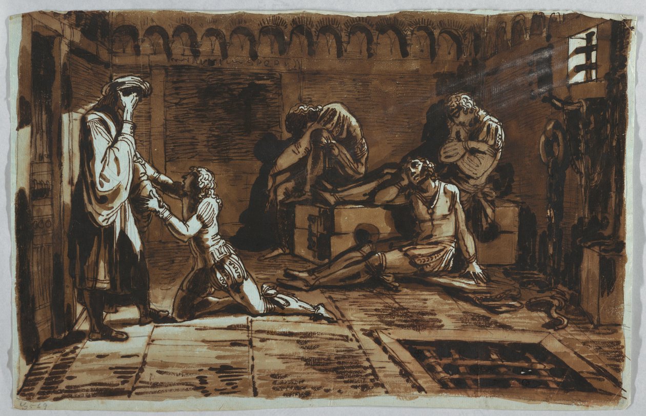 Tegning, Grev Ugolinos og hans sønners død, 1815-1823 af Unknown artistUnknown artist