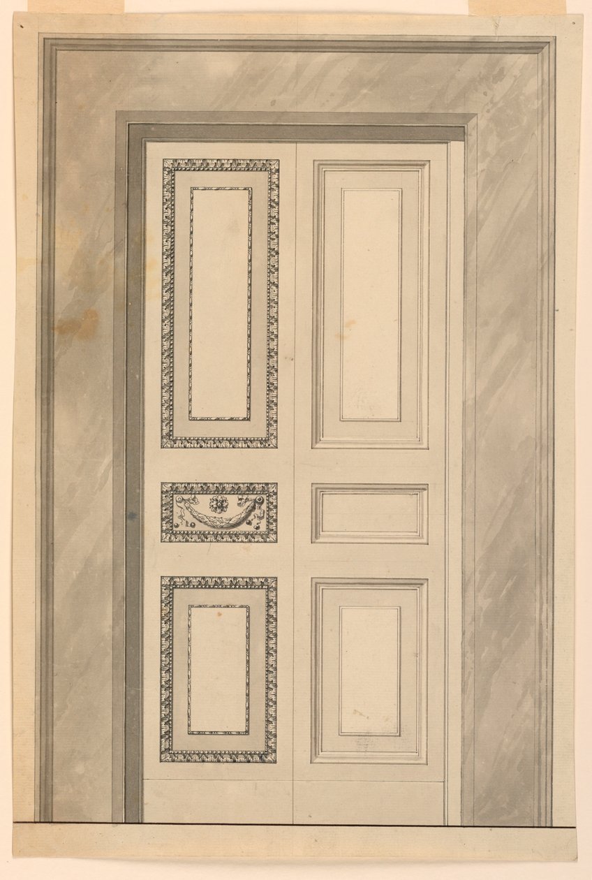 Tegning, Dekoration af en foldedør, ca. 1780 af Unknown artistUnknown artist