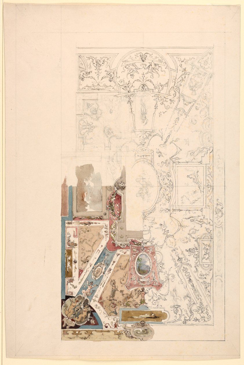 Tegning, Design til et loft, 1750-1800 af Unknown artistUnknown artist