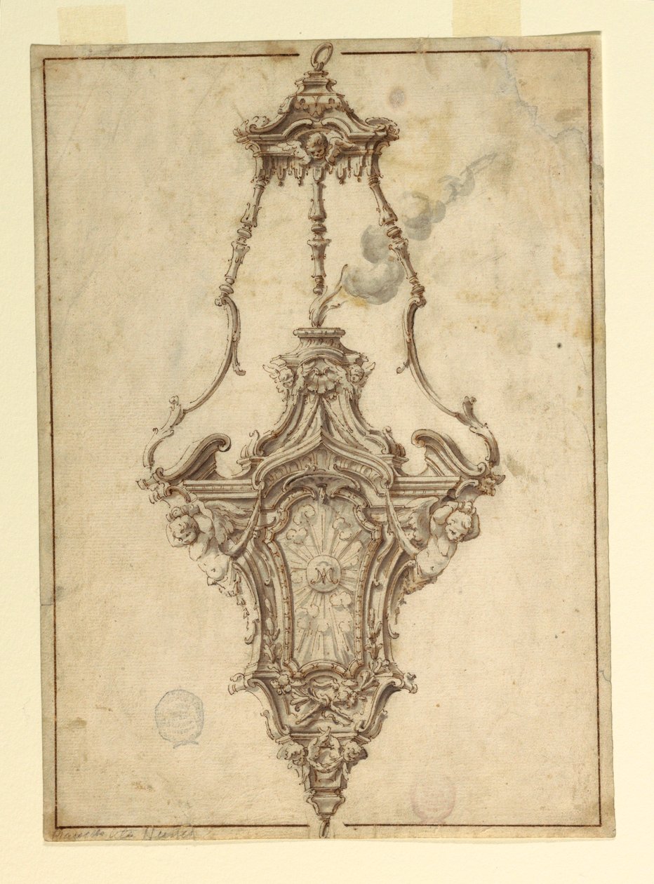 Tegning, design til et røgelseskar, 1725-1750 af Unknown artistUnknown artist