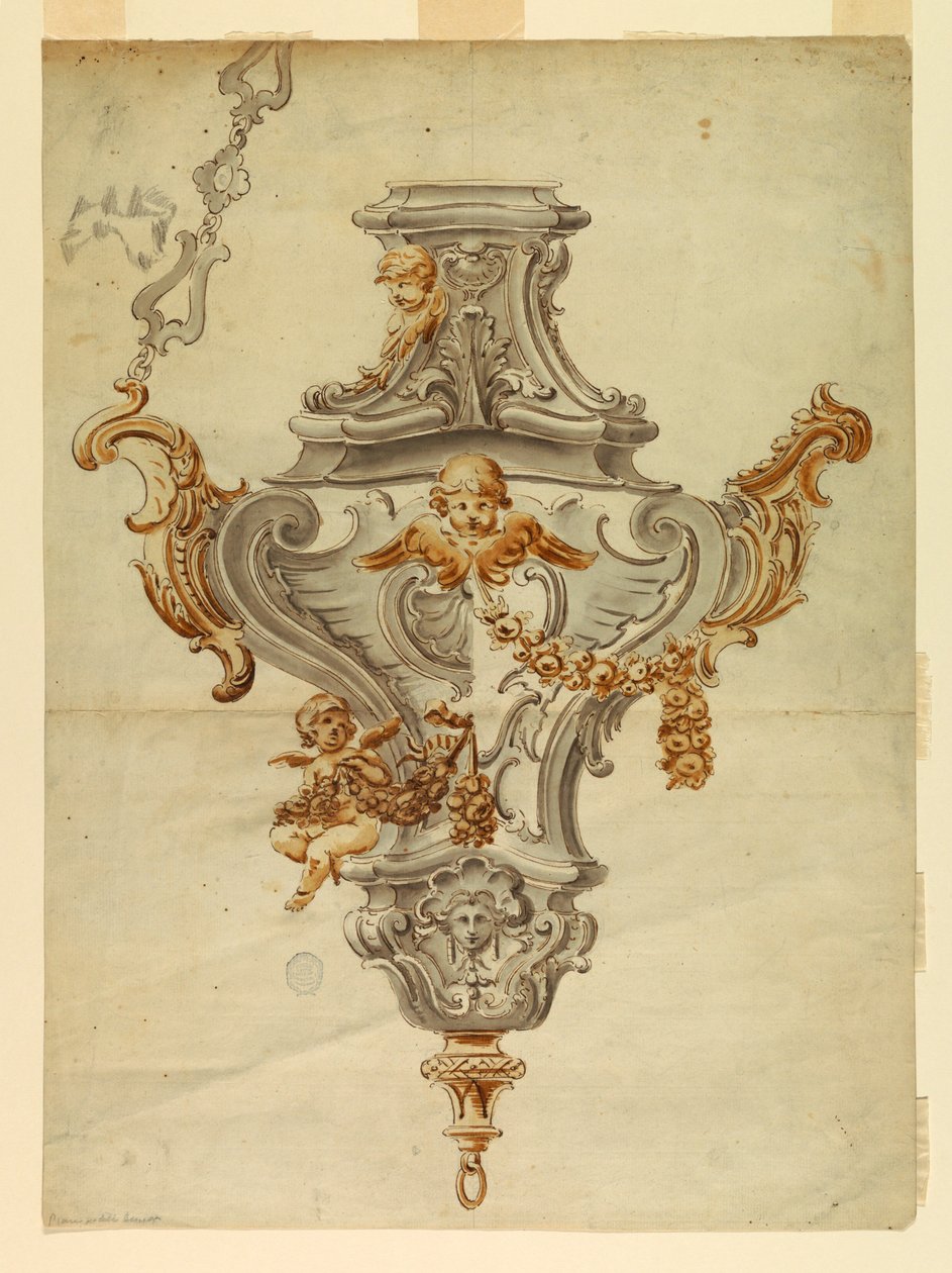 Tegning, design til et røgelseskar, begyndelsen af det 18. århundrede af Unknown artistUnknown artist