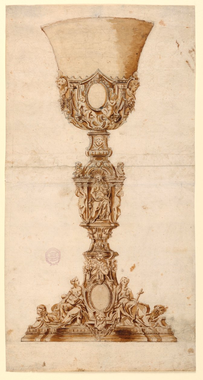 Tegning, design til en kalk, 1710-1740 af Unknown artistUnknown artist