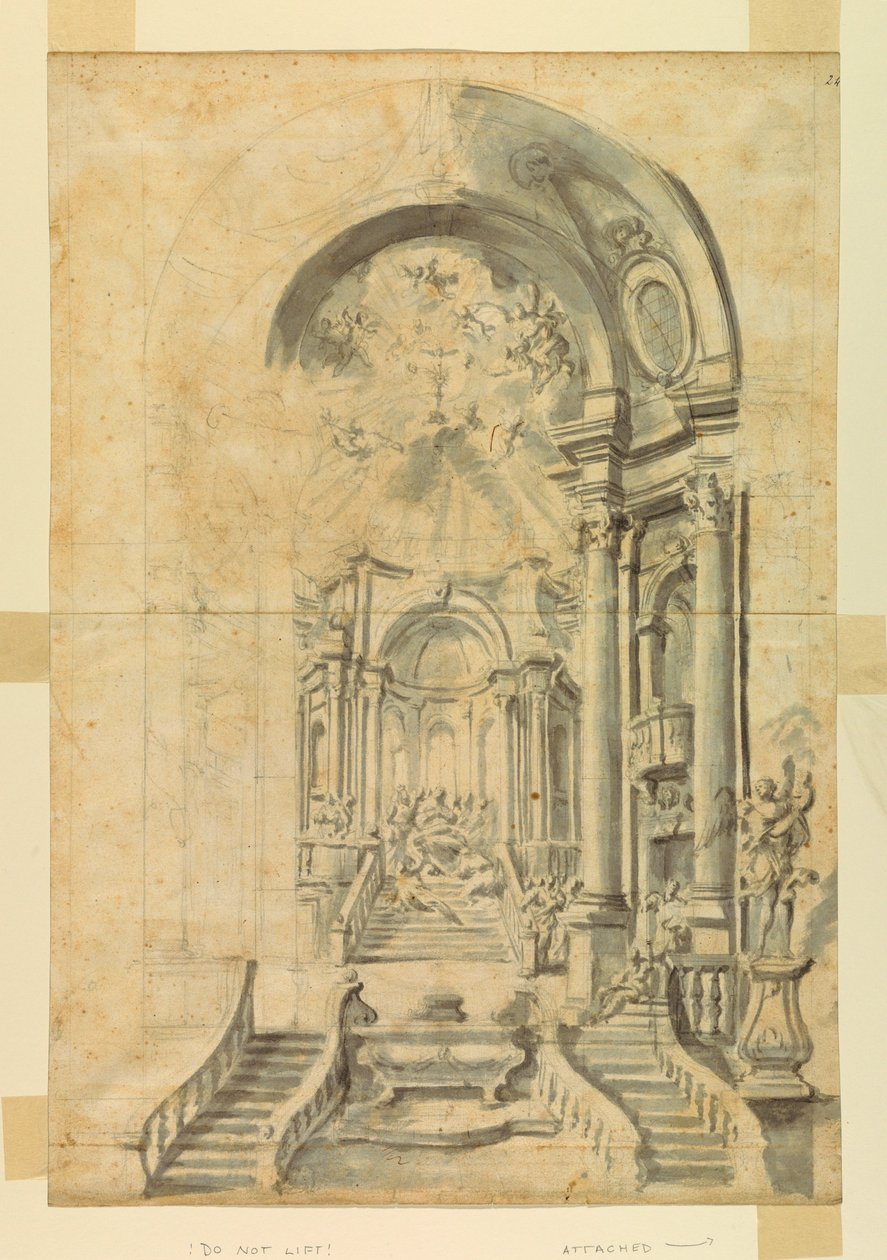 Tegning, Design til en kirkefestival, ca. 1700 af Unknown artistUnknown artist