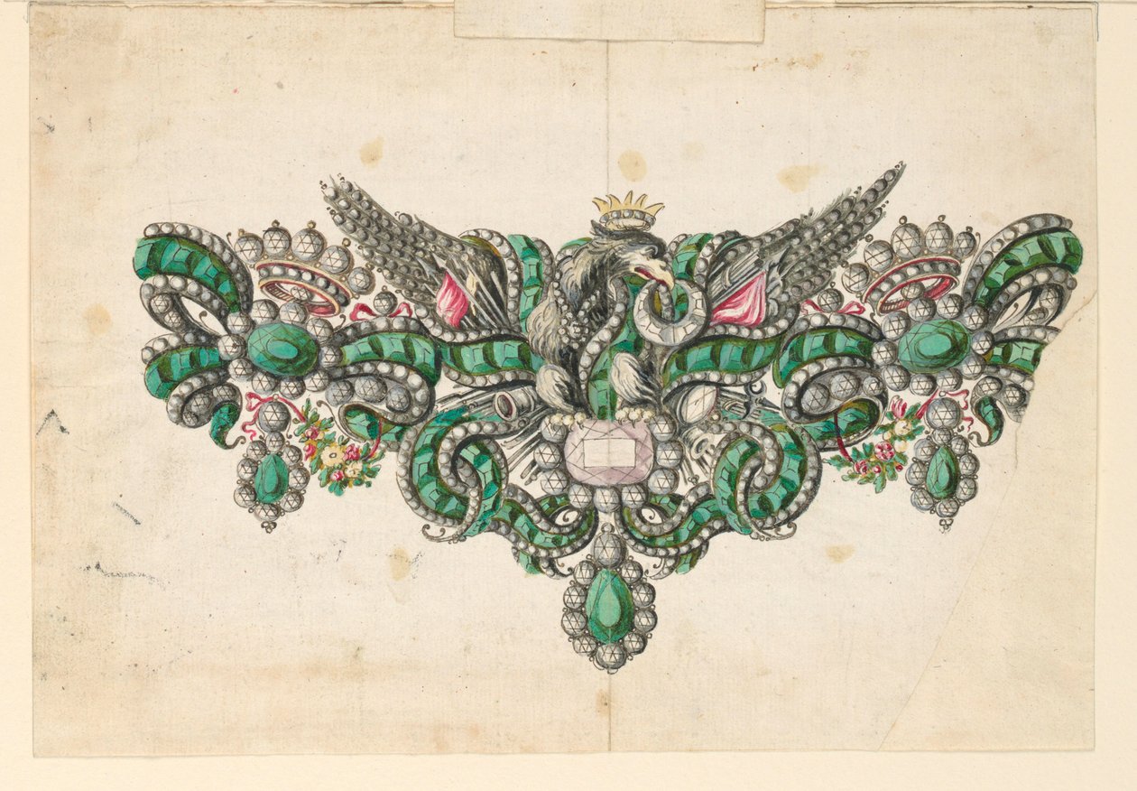 Tegning, design til en broche, 1740-50 af Unknown artistUnknown artist