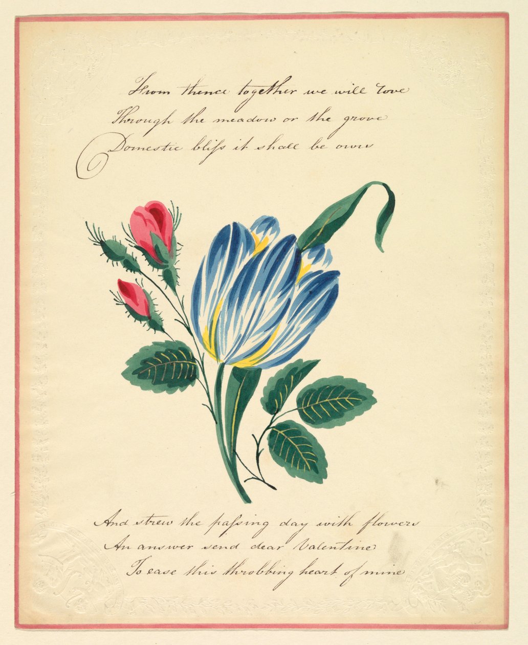 Lykønskningskort, "Derfra vil vi sammen elske ...", ca. 1819 af Unknown artistUnknown artist