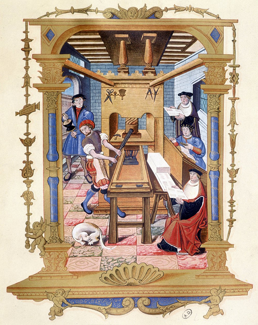 1400-tals trykpresse - 1800-tals faksimile af Unknown artist