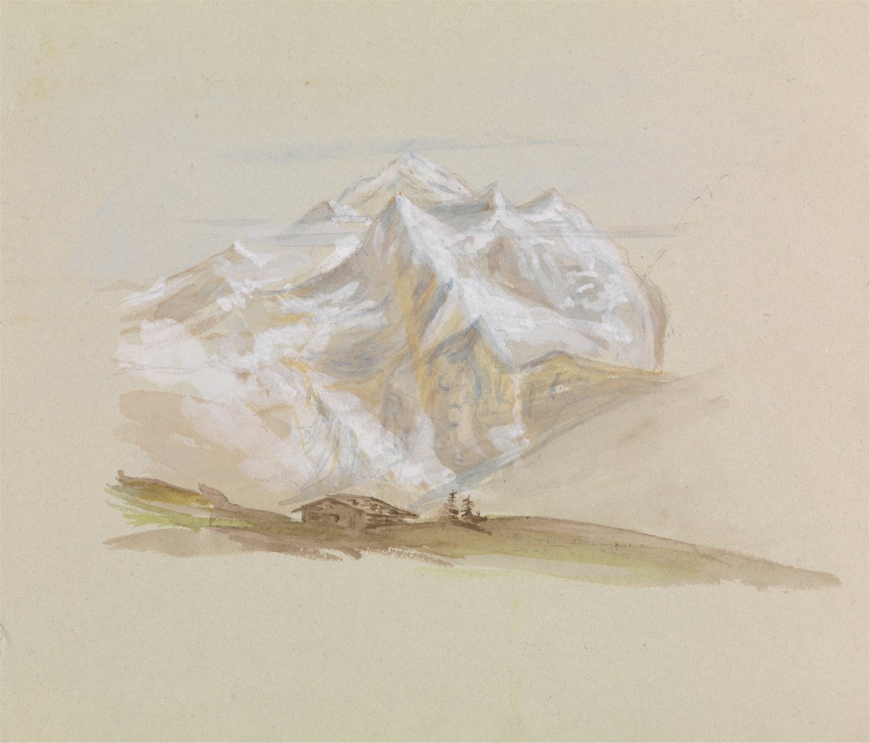 En hytte i bjergene af Unknown artist