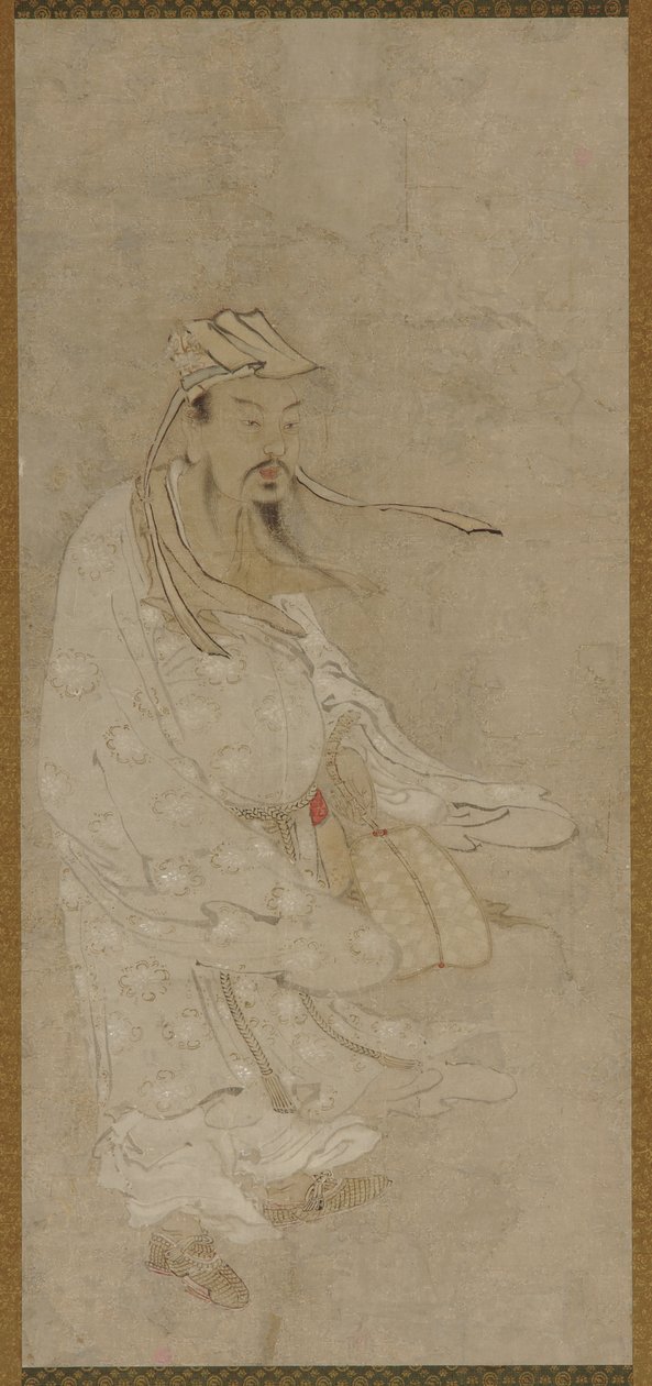 En kinesisk mand, der står i en kraftig vind af Unknown artist