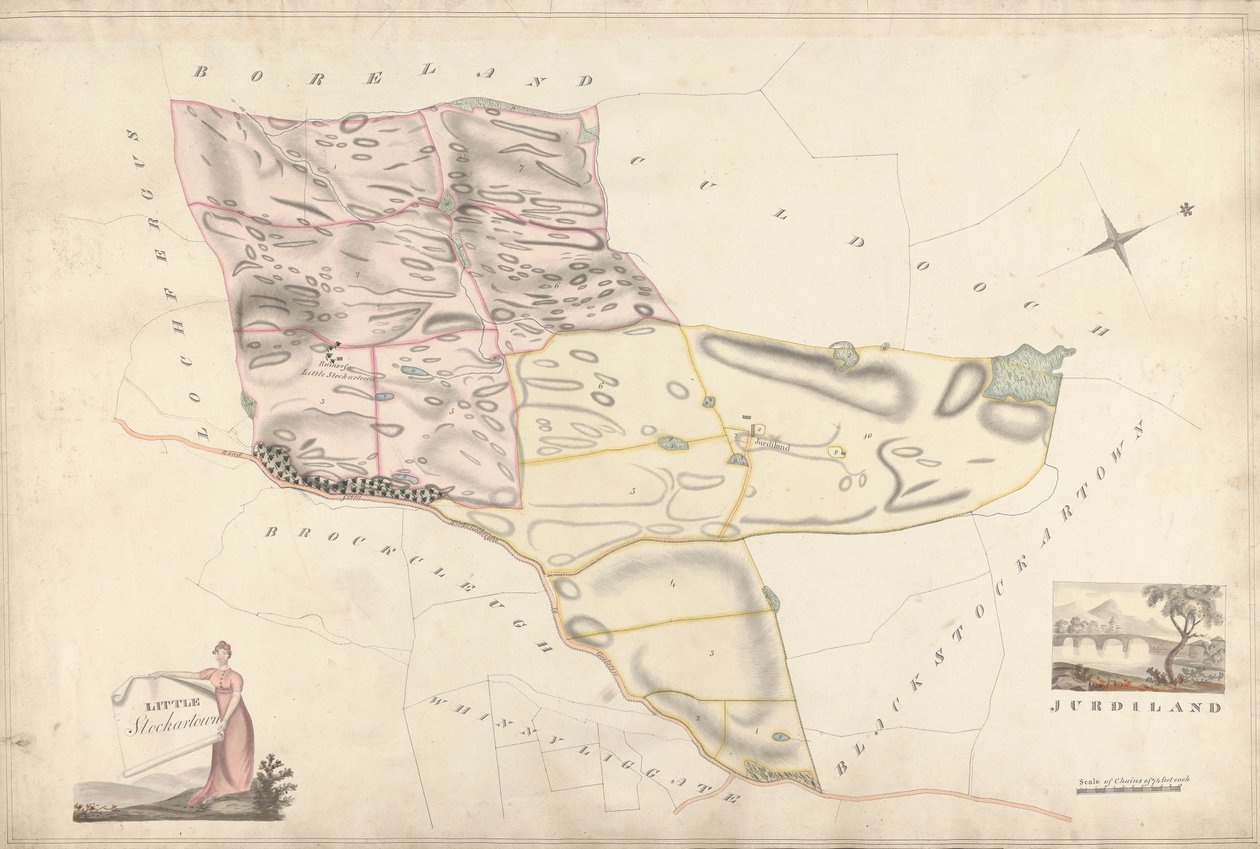 En samling af undersøgelser af Scottish Estates of Earl of Selkirk: Little Stockartown and Jurdiland af Unknown artist