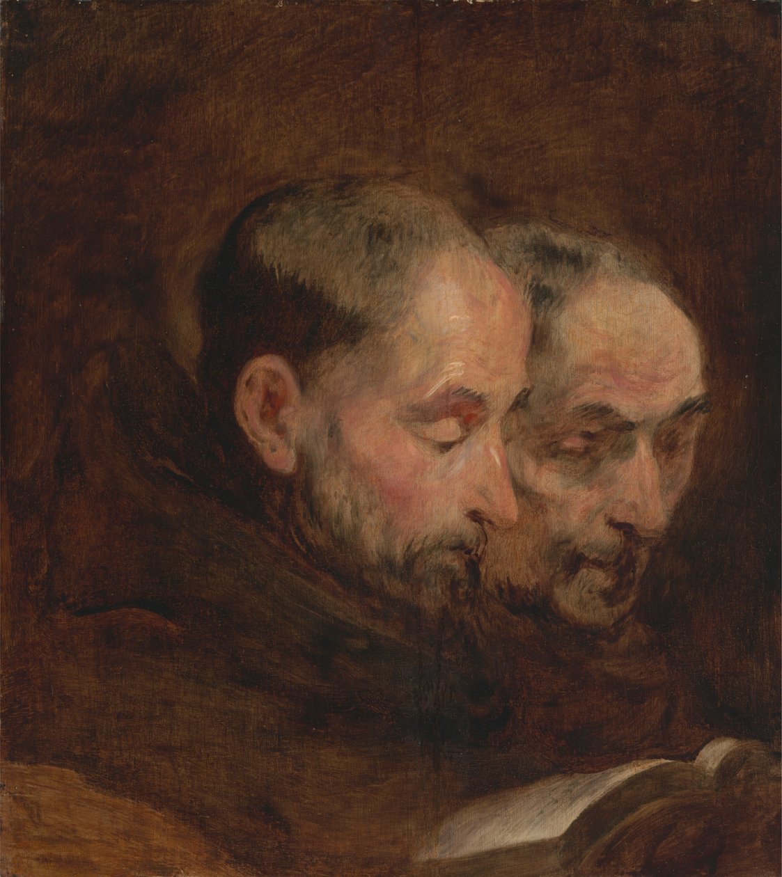 En kopi efter et maleri, der traditionelt tilskrives Van Dyck fra to munke, der læser af Unknown artist