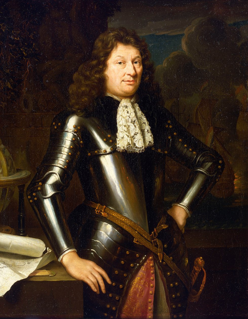 En hollandsk flådekaptajn, ca. 1690-1704, olie på lærred, af den hollandske skole af Unknown artist