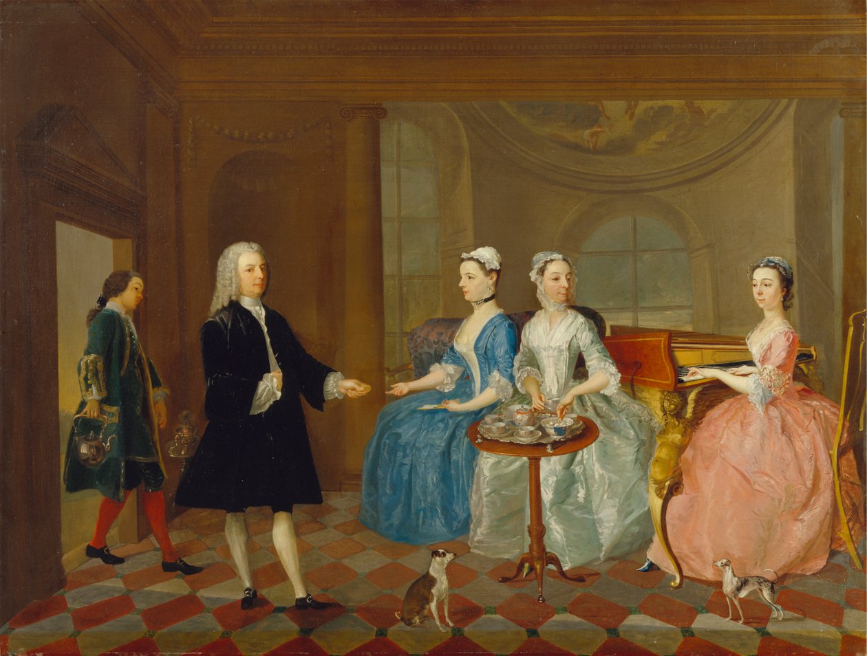 En familie, der serveres med te, muligvis Carter-familien af Unknown artist