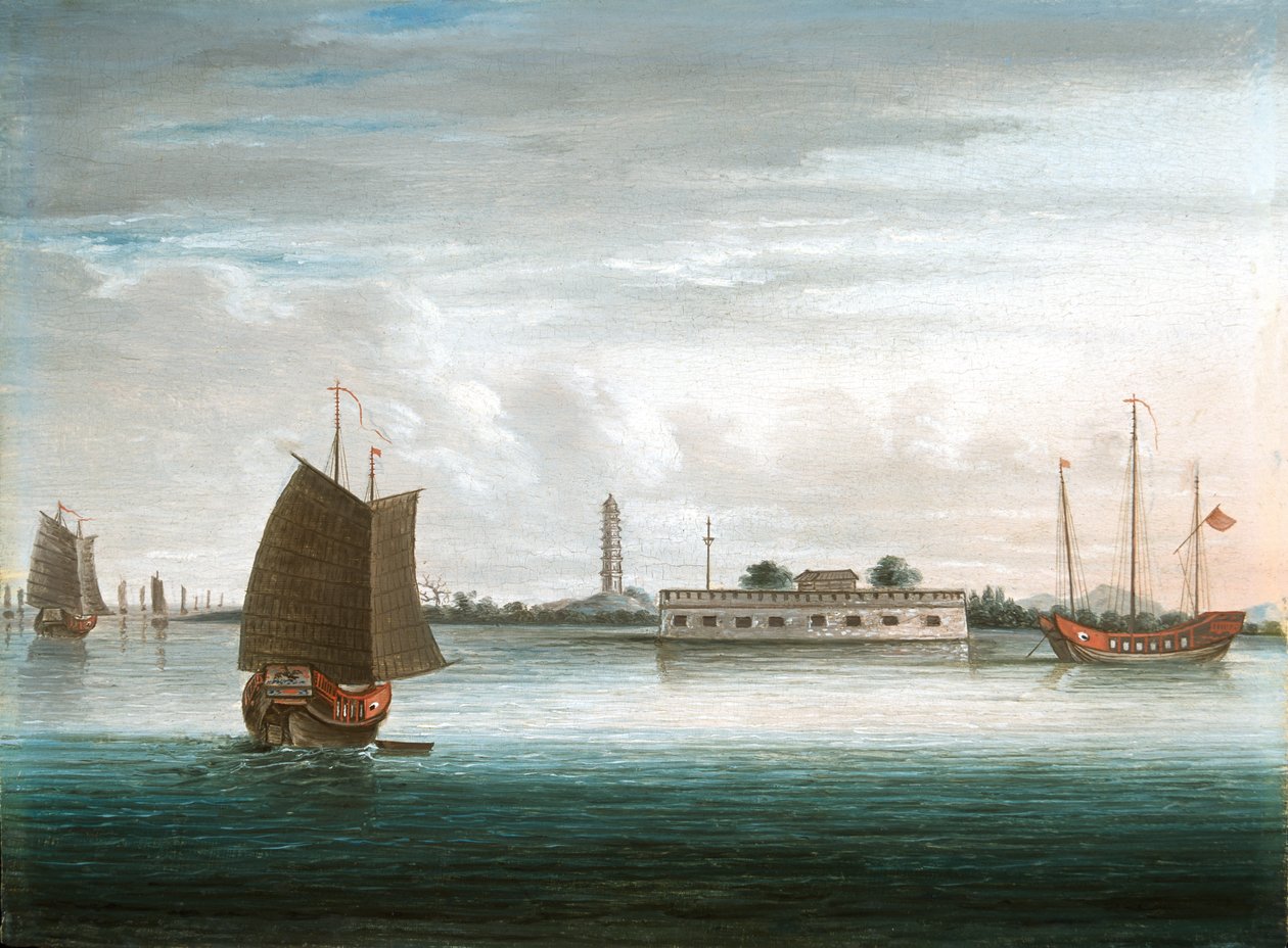 A Fort on the Canton River, 1st China War, 1840 circadani af Unknown artist