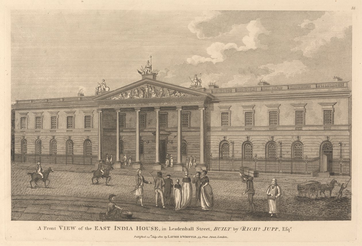 Et frontbillede af East India House i Leadenhall Street af Unknown artist