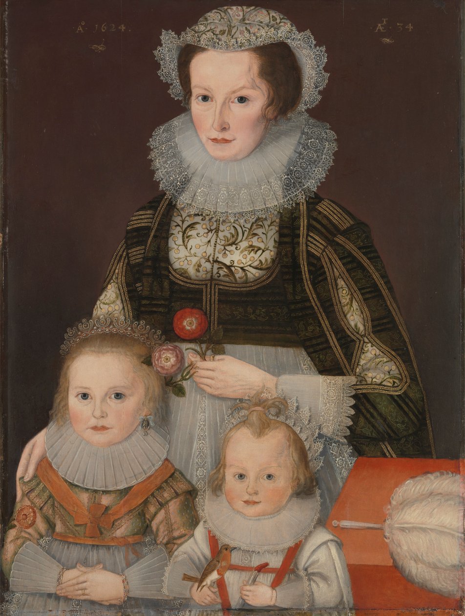 En dame og hendes to børn af Unknown artist