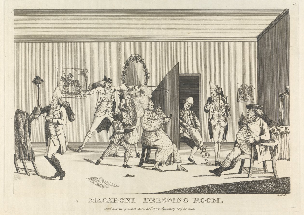 Et makaroni-omklædningsrum af Unknown artist