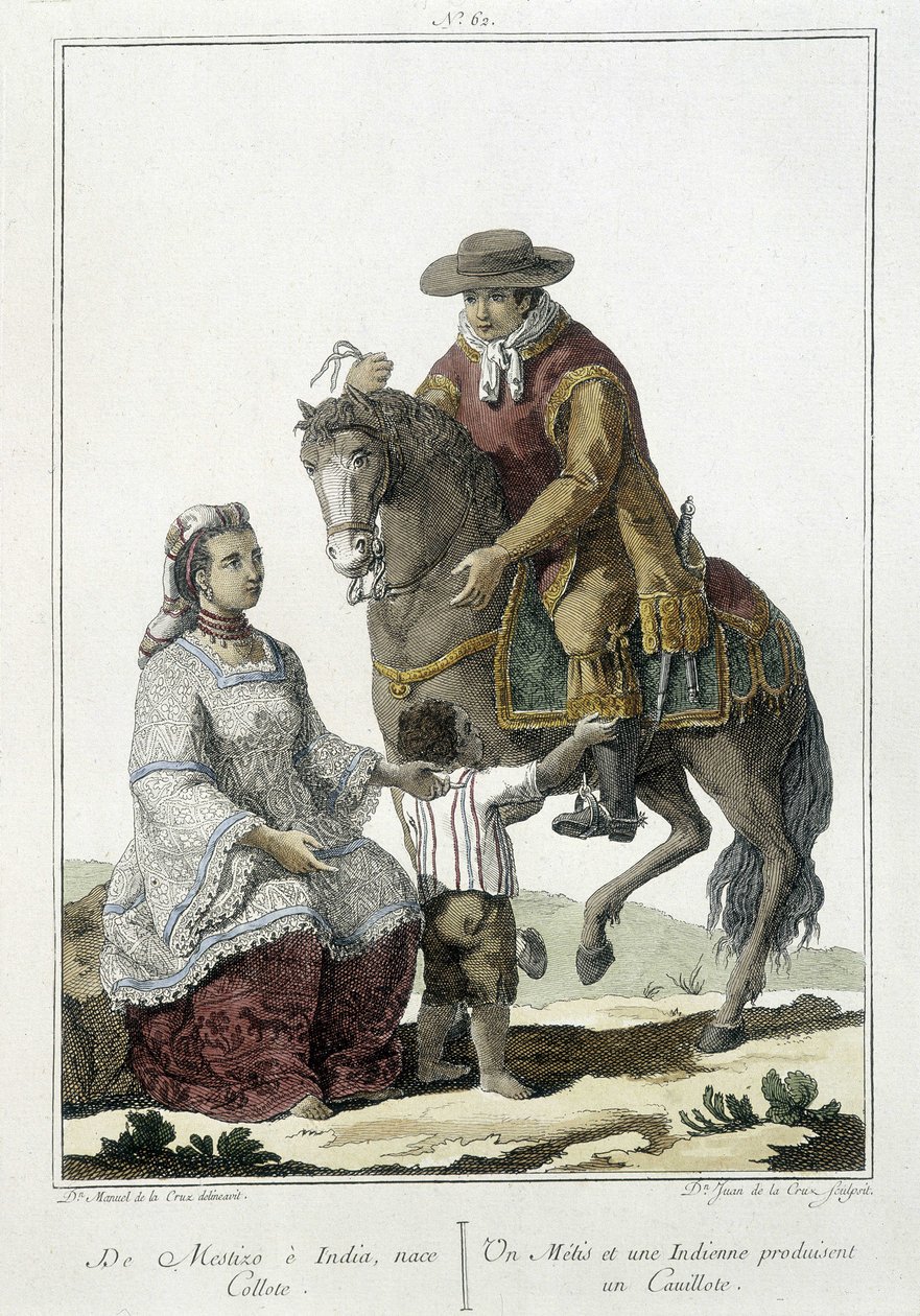 En Métis og en indianer føder en cauillote - gravering af Unknown artist