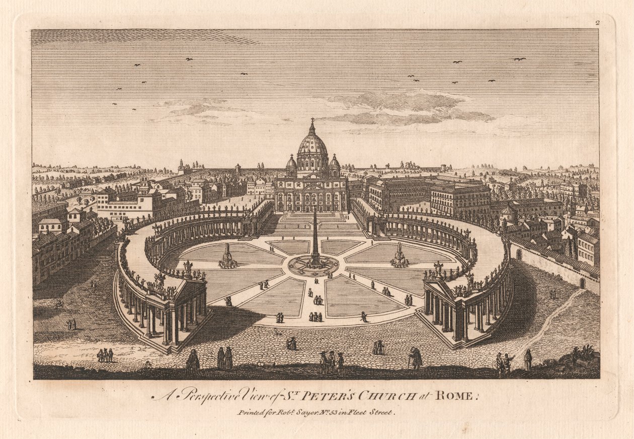 Et perspektivbillede af Peterskirken i Rom af Unknown artist