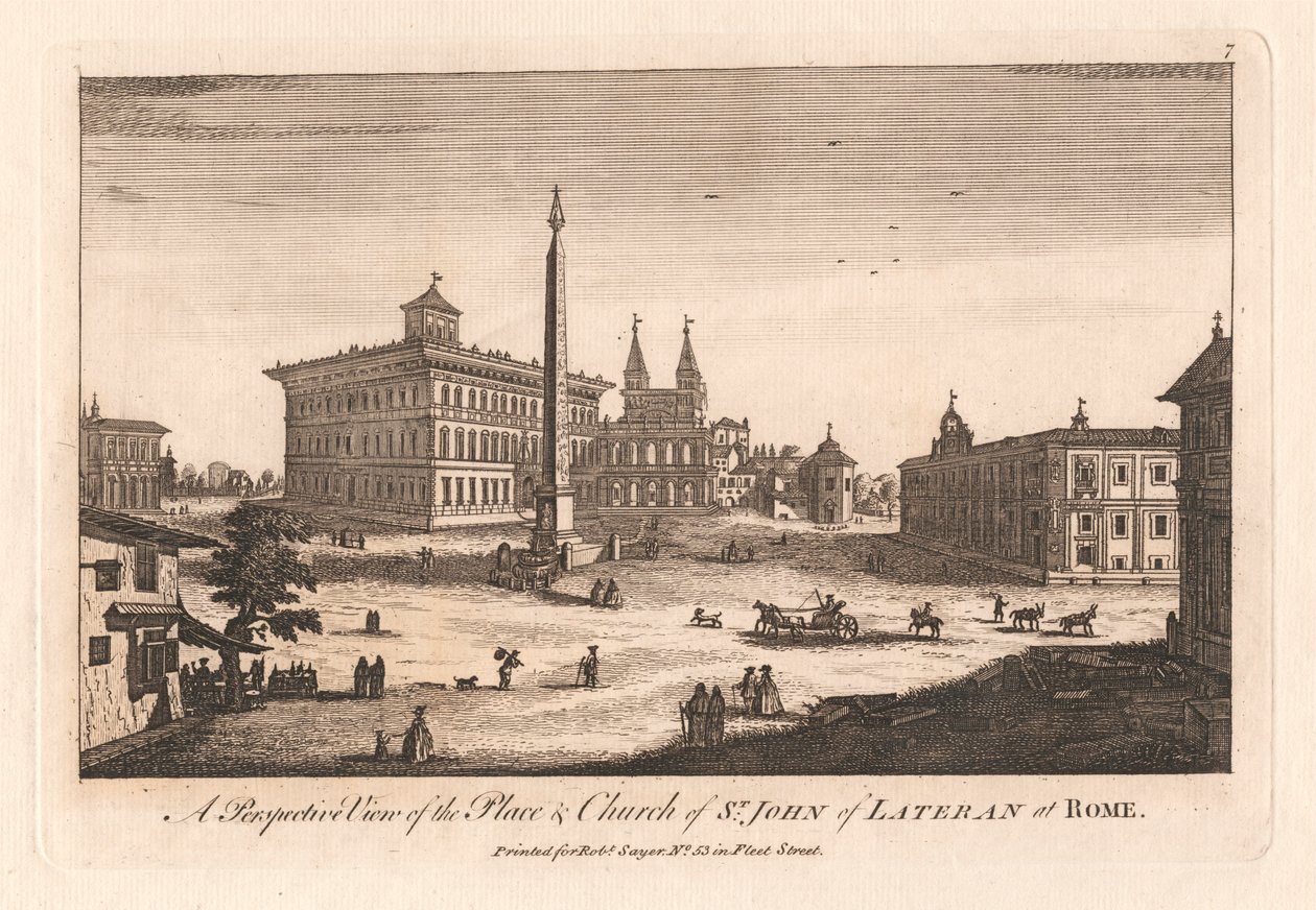 En perspektivisk udsigt over stedet og kirken St. John of Lateran i Rom af Unknown artist