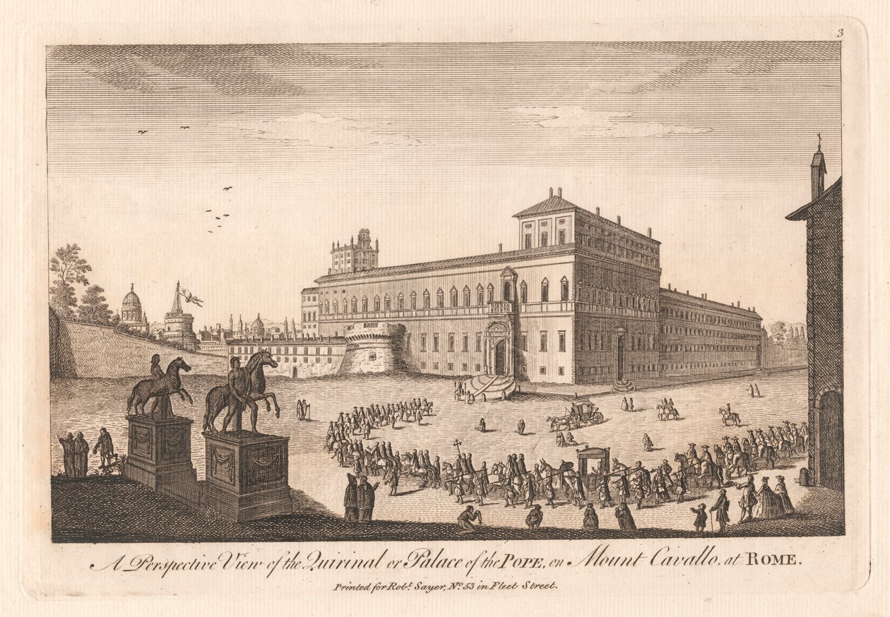 En perspektivisk udsigt over quirinalen eller pavens palads på Mount Cavalle i Rom af Unknown artist