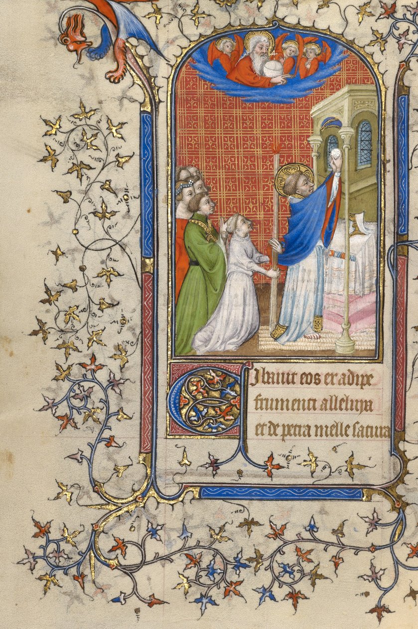 En præst, der fejrer messe blandt tilbedere af Unknown artist