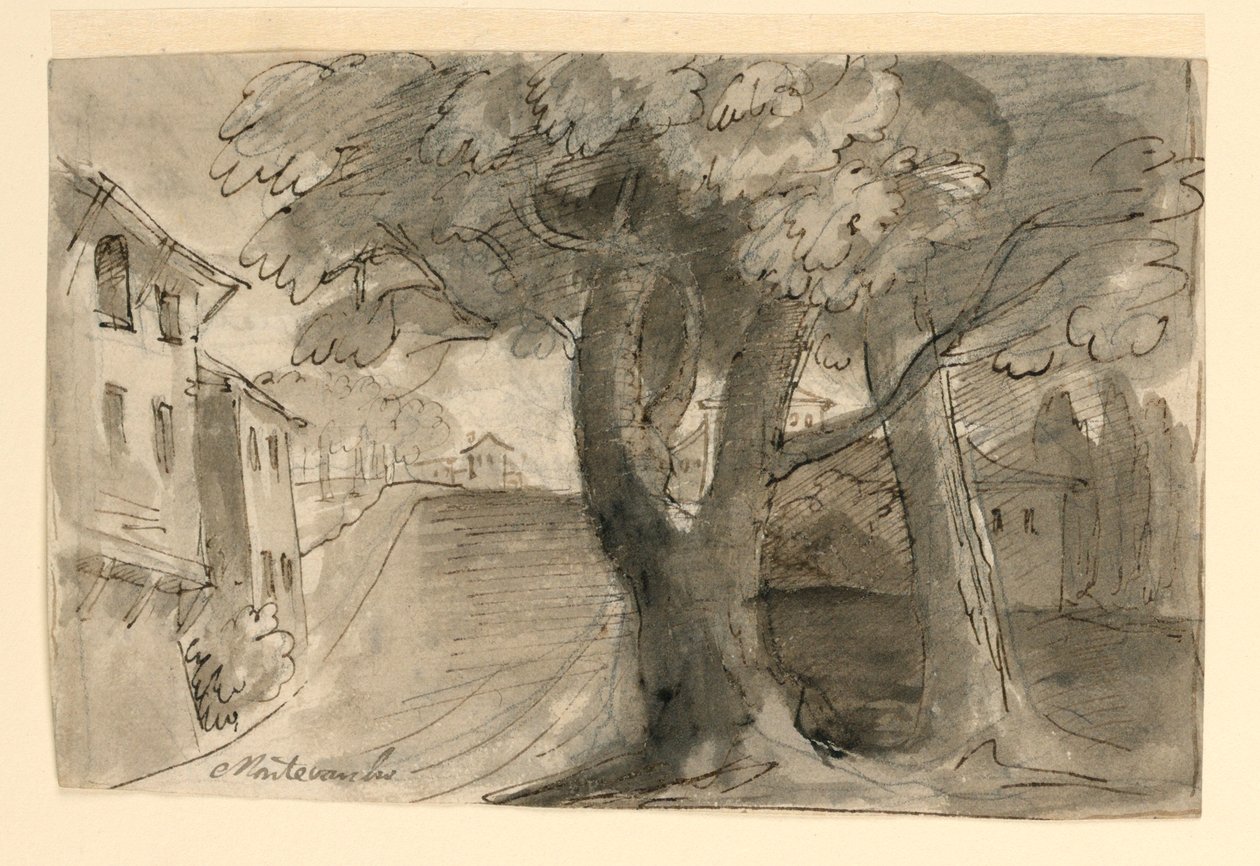 En gade i Montevarchi, nær Arezzo af Unknown artist