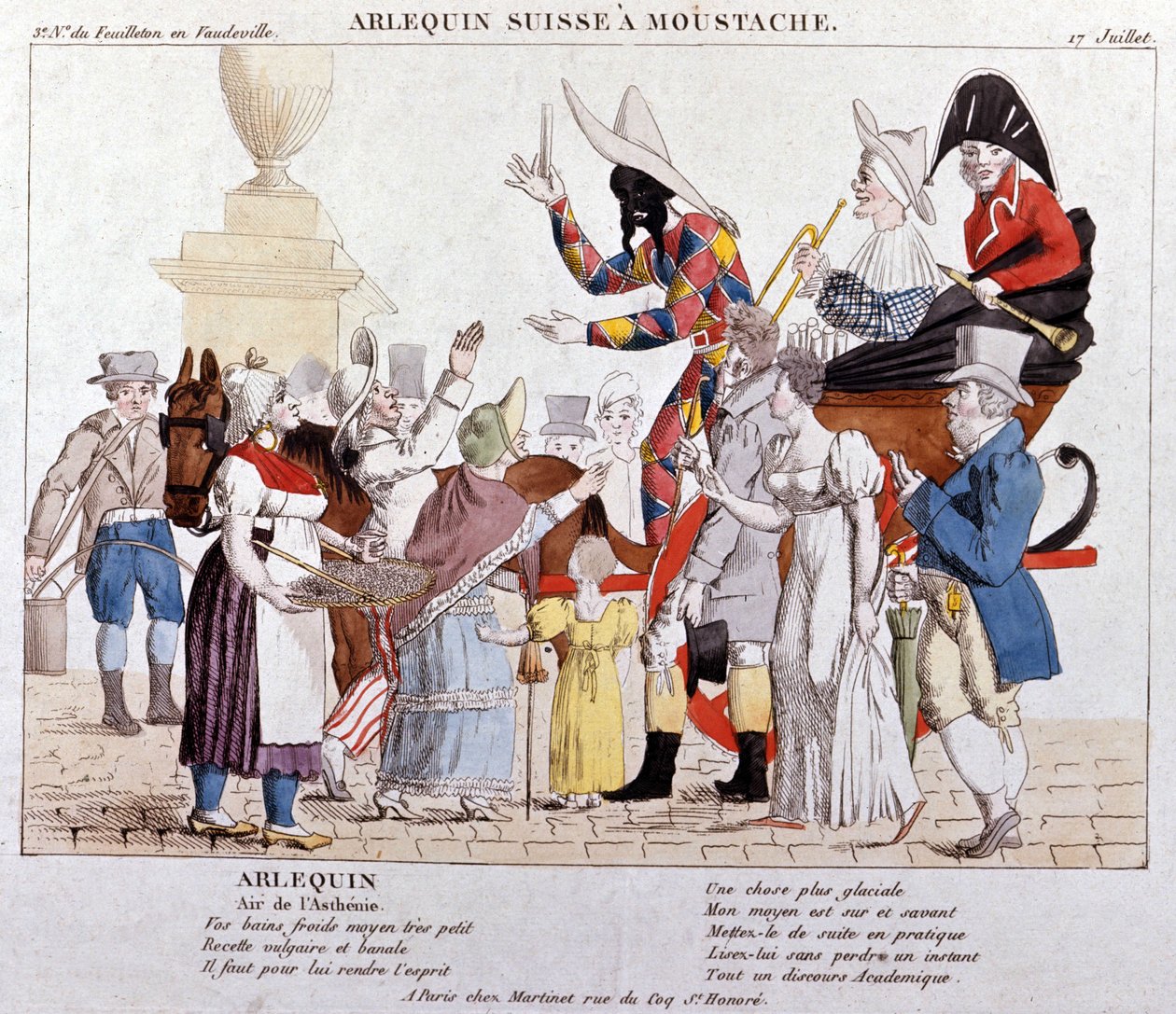 En schweizisk harlekin med overskæg. af Unknown artist