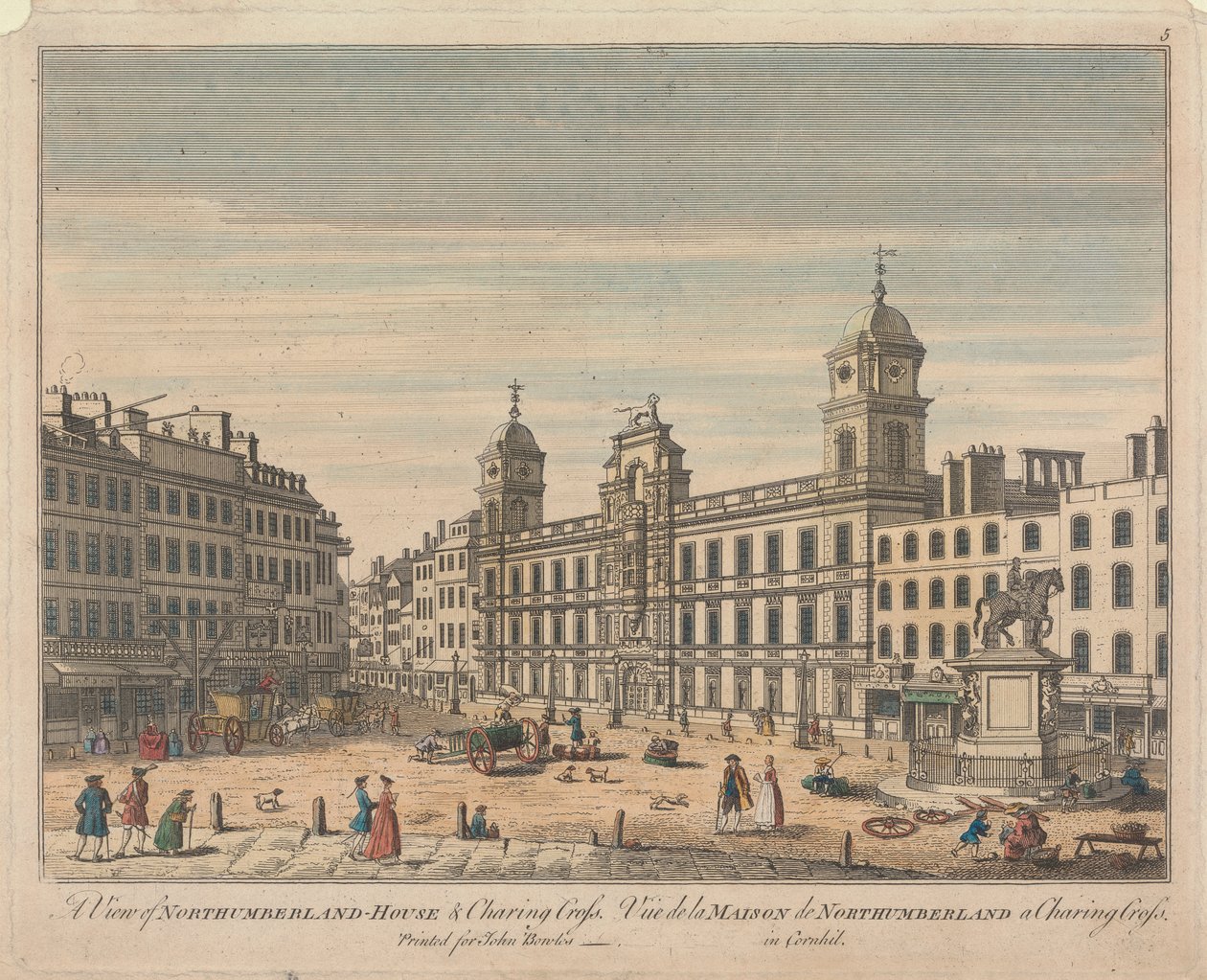 Udsigt over Northumberland House og Charing Cross af Unknown artist