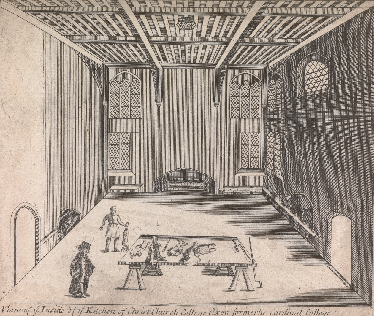 A View of ye Inside of ye Kitchen of Christ Church College, Oxon tidligere Cardinal College; [ikke nummereret] (bind 1) af Unknown artist
