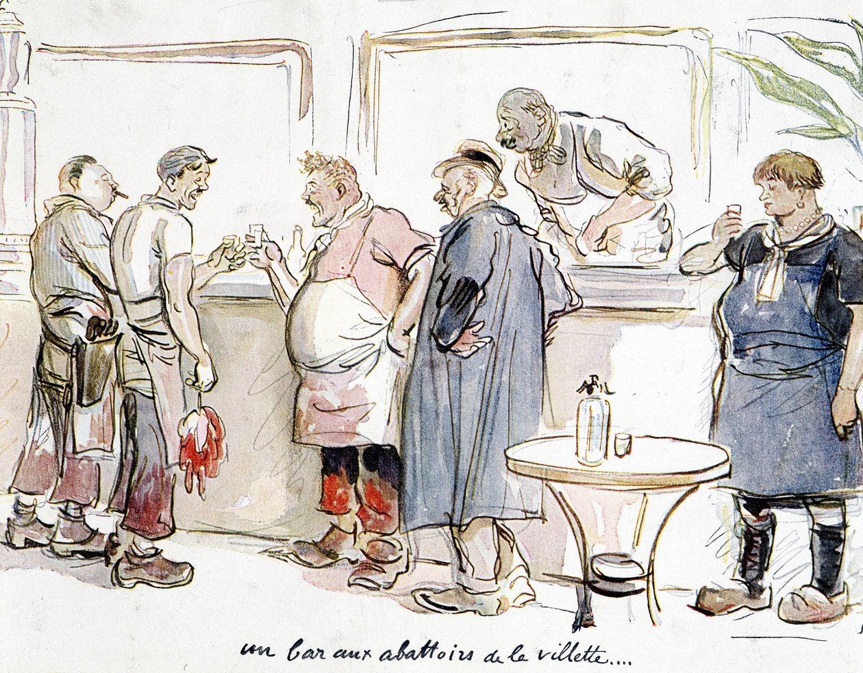En bar på slagterierne i Villette i Paris. af Unknown artist