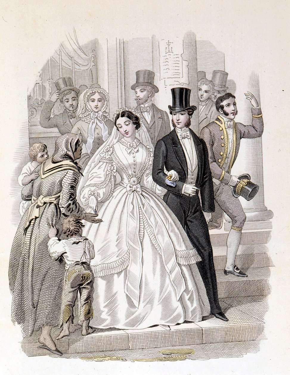 Et borgerligt bryllup, stik fra 1860. af Unknown artist