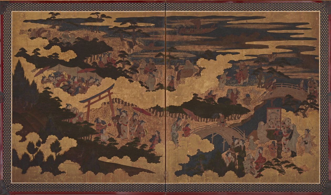 En festival ved Sumiyoshi-helligdommen af Unknown artist