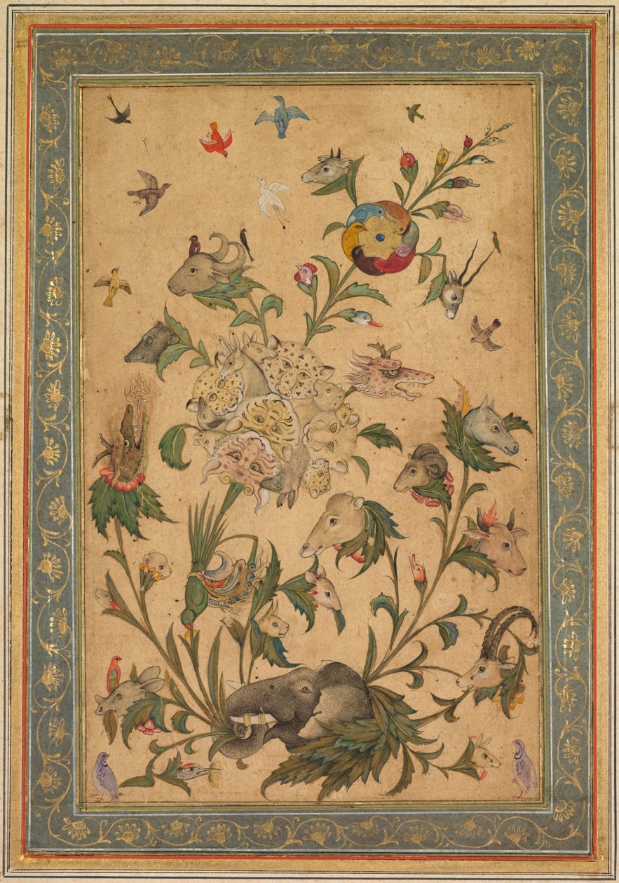 En blomsterfantasi om dyr og fugle (Waq-waq) af Unknown artist