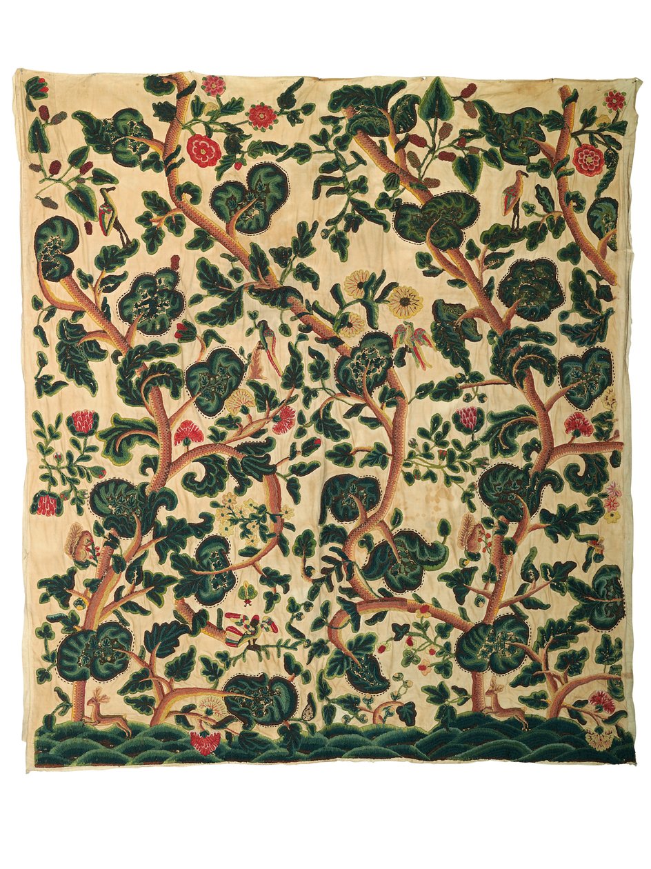 Et stort crewel panel (uld) af Unknown artist