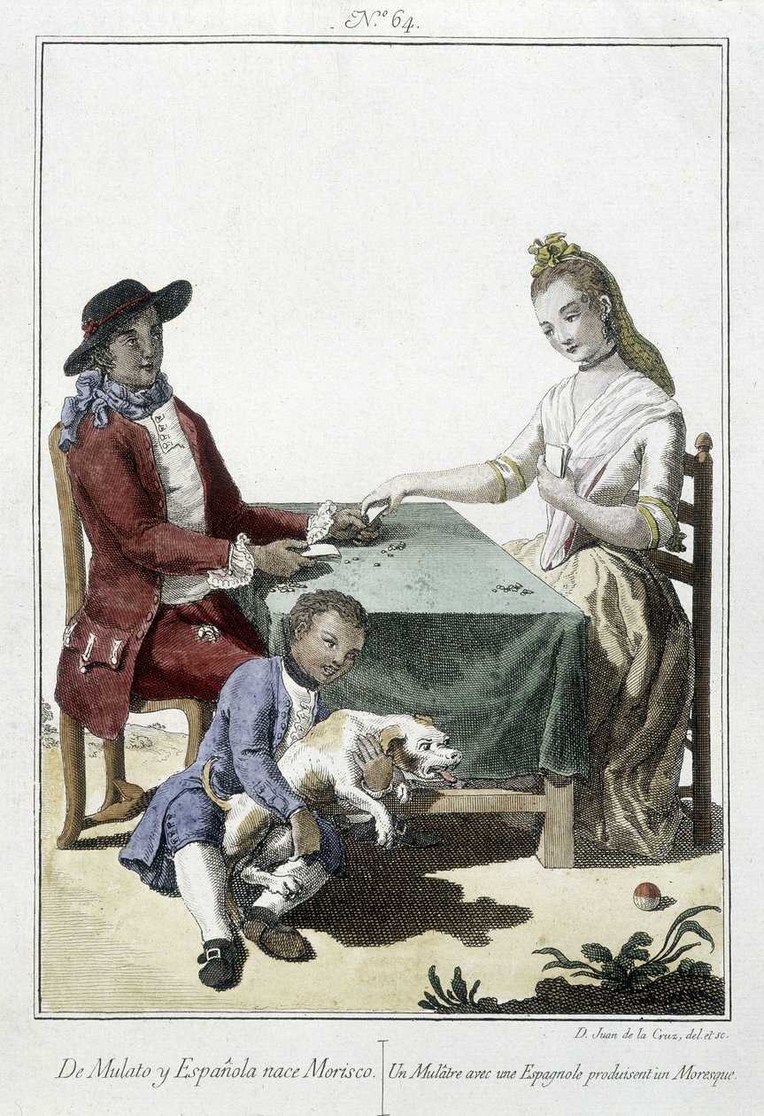 En mulat og en spansk føder en maurisk - gravering af Unknown artist