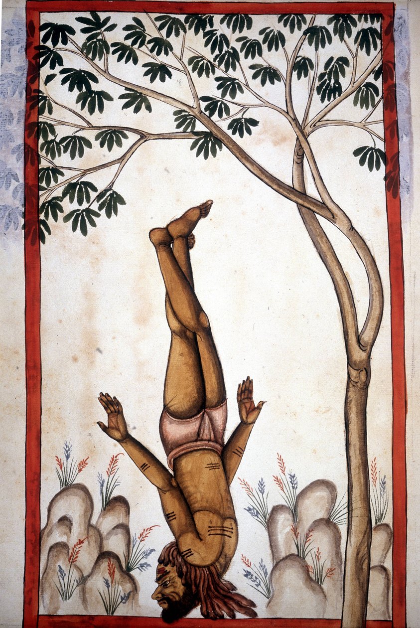 En side fakir fra manuskriptet (ms.8300) "History of Mogol"" (Moghul eller Moghol) af Stefano Nivibus Cardeira. 1700-tallet. Bibloteca marciana, Venedig af Unknown artist